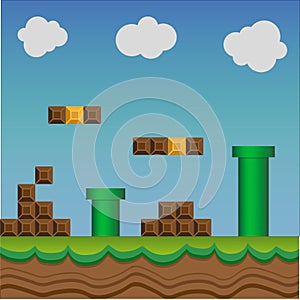 Art of Super Mario Bros classic video game. Vector illustration. EPS 10. photo