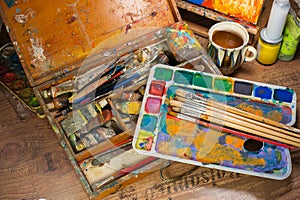 Art supplies in the atelier photo