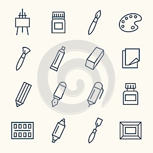 Art supplies icons