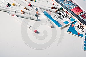 Art supplies workplace creative hobby copy space