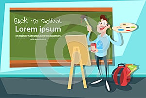 Art Teacher Over Class Board Back To School Education Banner