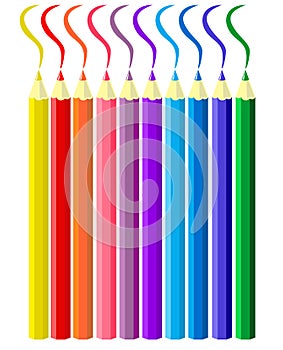 Art tools. Color pencils. vector illustration. Crayons - colored pencil set loosely arranged