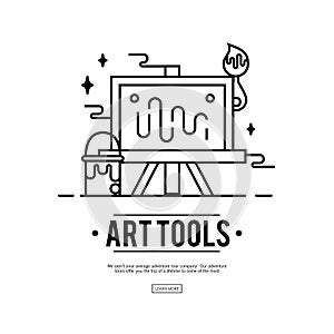 Art tools and materials for painting logo