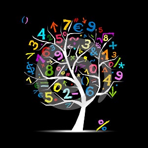 Art tree with math symbols for your design