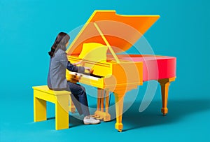 art trend modern people colourful concept music illustration performance piano. Generative AI.