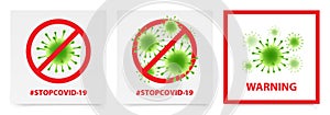 Art. Vector virus sticker on a white background. COVID-19