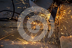 Art view of Grinding sparks from metal.