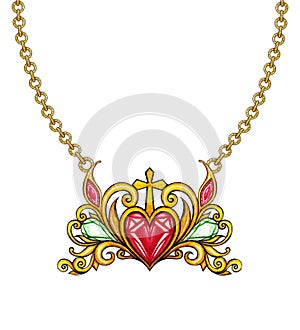 Art Vintage mix Heart Necklace Jewelry.