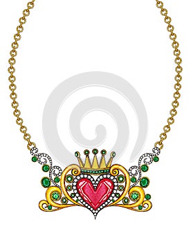 Art Vintage mix Heart Necklace Jewelry.