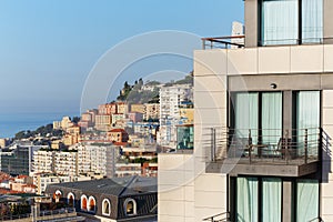 Art of wall of building with balcony and views of photo