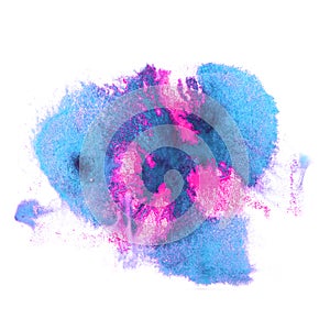 Art watercolor ink paint blue, pink blob