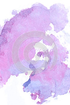 Art. Watercolor violet paint background. Beautiful planet.