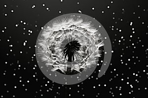 Art white macro beauty dandelion nature drops blowball flower plant monochrome black poster