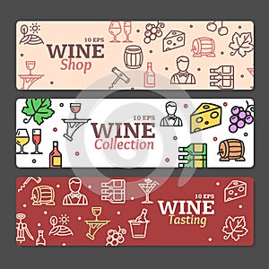Art Wine Banners and Labels Set. Vector
