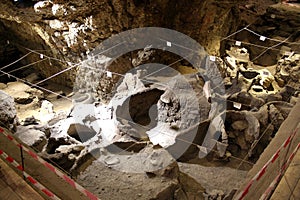 ARTASHAT, Armenia - 12.06.2018: Areni Cave, also known as Bird Cave, archaeological excavations