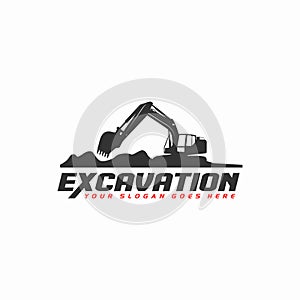 Excavator and backhoe logo vector template