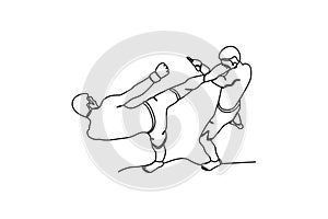 Top view of two men boxing