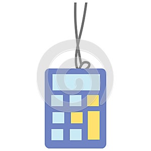 2D illustration of calculator hanging with string