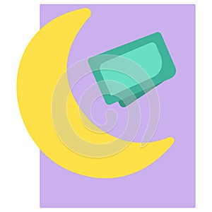 2D Illustration of a Yellow Crescent Moon