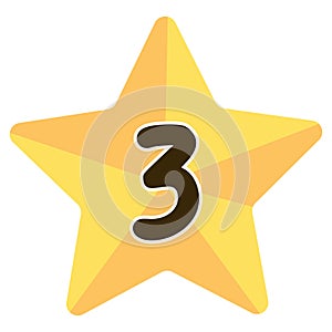 2d illustration yellow star number 3