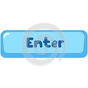 2d illustration blue Enter keyboard button horizontal icon