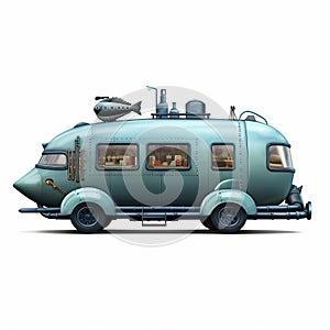 Artdeco Inspired Space Camper With Bird: Realistic Portraitures And Humorous Caricature