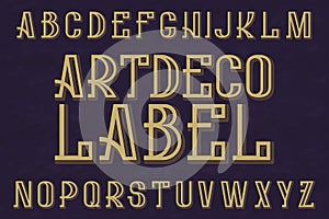 Artdeco Label typeface. Retro font. Isolated english alphabet photo