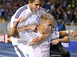 Artem Kravets and Vitaliy Buyalskiy of FC Dynamo Kyiv