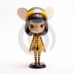 Artemai Bee Figurine: Striped, Detailed Costumes In The Style Of Ilya Kuvshinov And Chiho Aoshima