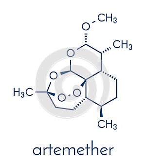 Artemether malaria drug molecule. Active against schizonts of Plasmodium falciparum and vivax. Methyl ether derivative of.