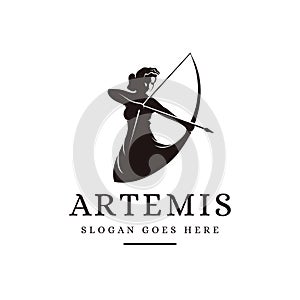 Artemis Goddess logo icon illustration vector, archer logo photo