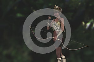 Artemis the Grecian goddess in the forest