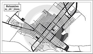 Artemisa Cuba City Map in Black and White Color in Retro Style. Outline Map photo