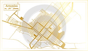 Artemisa Cuba City Map in Retro Style in Golden Color. Outline Map photo