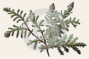 Artemisia Absinthium Botanical Illustration, Wormwood , Mugwort, Sagebrush, Abstract Generative AI Illustration