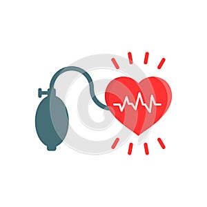 Arterial blood pressure icon in flat style. Heartbeat monitor vector illustration on isolated background. Pulse diagnosis sign