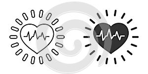 Arterial blood pressure icon in flat style. Heartbeat monitor vector illustration on isolated background. Pulse diagnosis sign