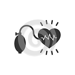 Arterial blood pressure icon in flat style. Heartbeat monitor vector illustration on isolated background. Pulse diagnosis sign