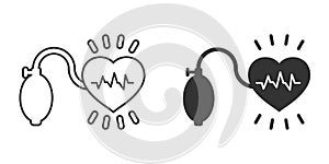 Arterial blood pressure icon in flat style. Heartbeat monitor vector illustration on isolated background. Pulse diagnosis sign