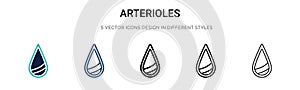 Arterioles icon in filled, thin line, outline and stroke style. Vector illustration of two colored and black arterioles vector photo