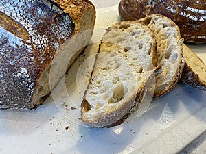 Artesan Sourdough Bread sliced up photo