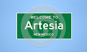Artesia, New Mexico city limit sign. Town sign from the USA. photo