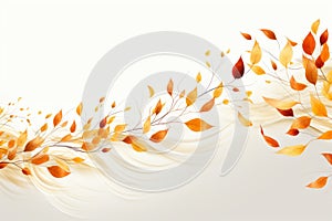 Artful composition of autumn leaves, set against a pristine white background. The varied shapes, colors, and textures of the