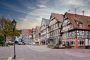 Artful medieval half-timber house at Market Place in Calw