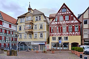 Artful medieval half-timber house at Market Place in Calw