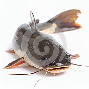 Smoothskinned catfish detailed studio shot with elegant lighting and focus on texture on white background