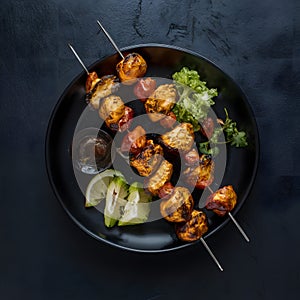 Artfully crafted gourmet shish kebab ready to be served