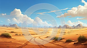 Artgerm-inspired Desert Landscape With Lively Brushwork And Realistic Detail