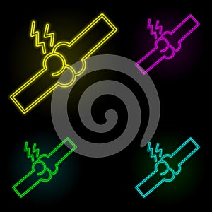 arthralgia, disease, healthcare neon color set icon. Simple thin line, outline vector of disease icons for ui and ux, website or photo