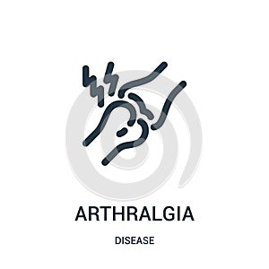arthralgia icon vector from disease collection. Thin line arthralgia outline icon vector illustration. Linear symbol for use on photo
